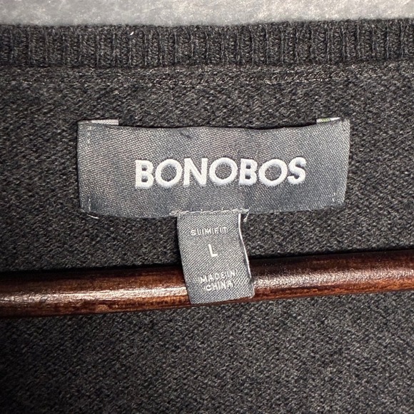 BONOBOS Cashmere Blend Dark Gray V Neck Slim Fit Sweater Knit Top Size Men's L - Picture 4 of 7